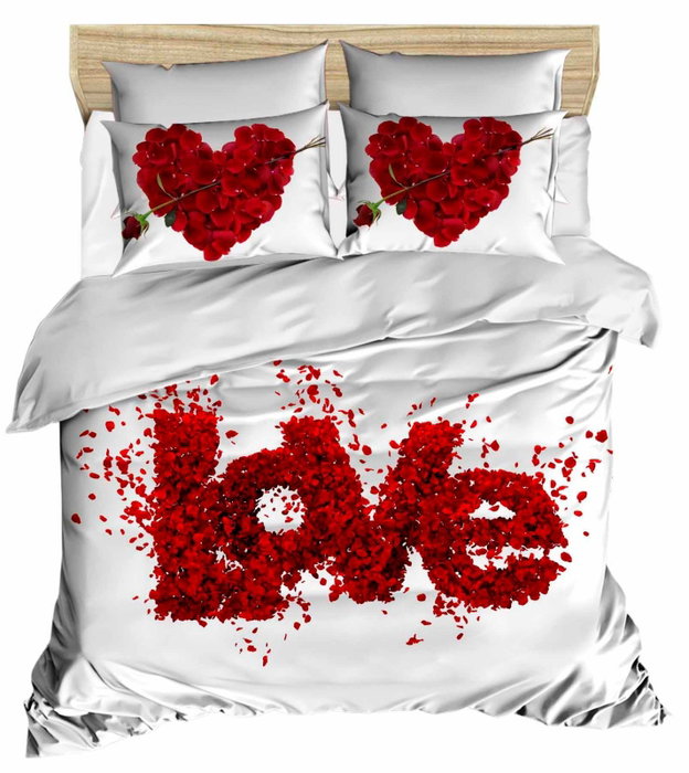 L'essentiel linge de maison Juego de funda nórdica doble con impresión 3D, Rojo y Blanco L'essentiel linge de maison Juego de funda nórdica doble con impresión 3D, Rojo y Blanco